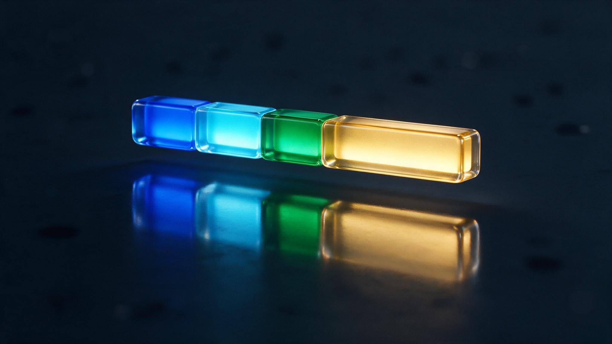A segmented bar of light: the 300ms budget divided between network floor, HTML, fonts and the LCP image, with gold headroom left over