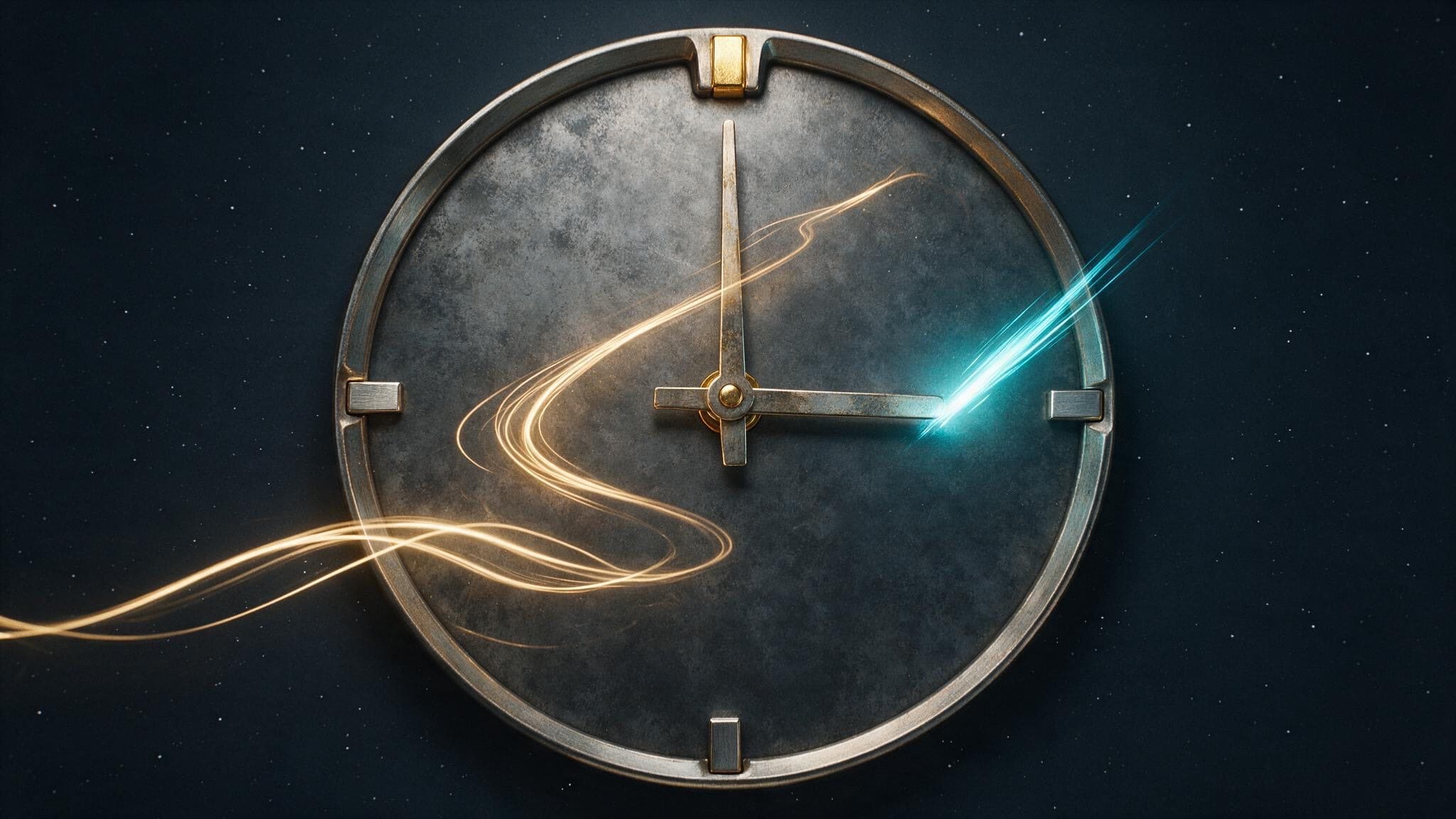 Two light trails on a clock face: the bot submits in a streak, the human meanders for most of a minute
