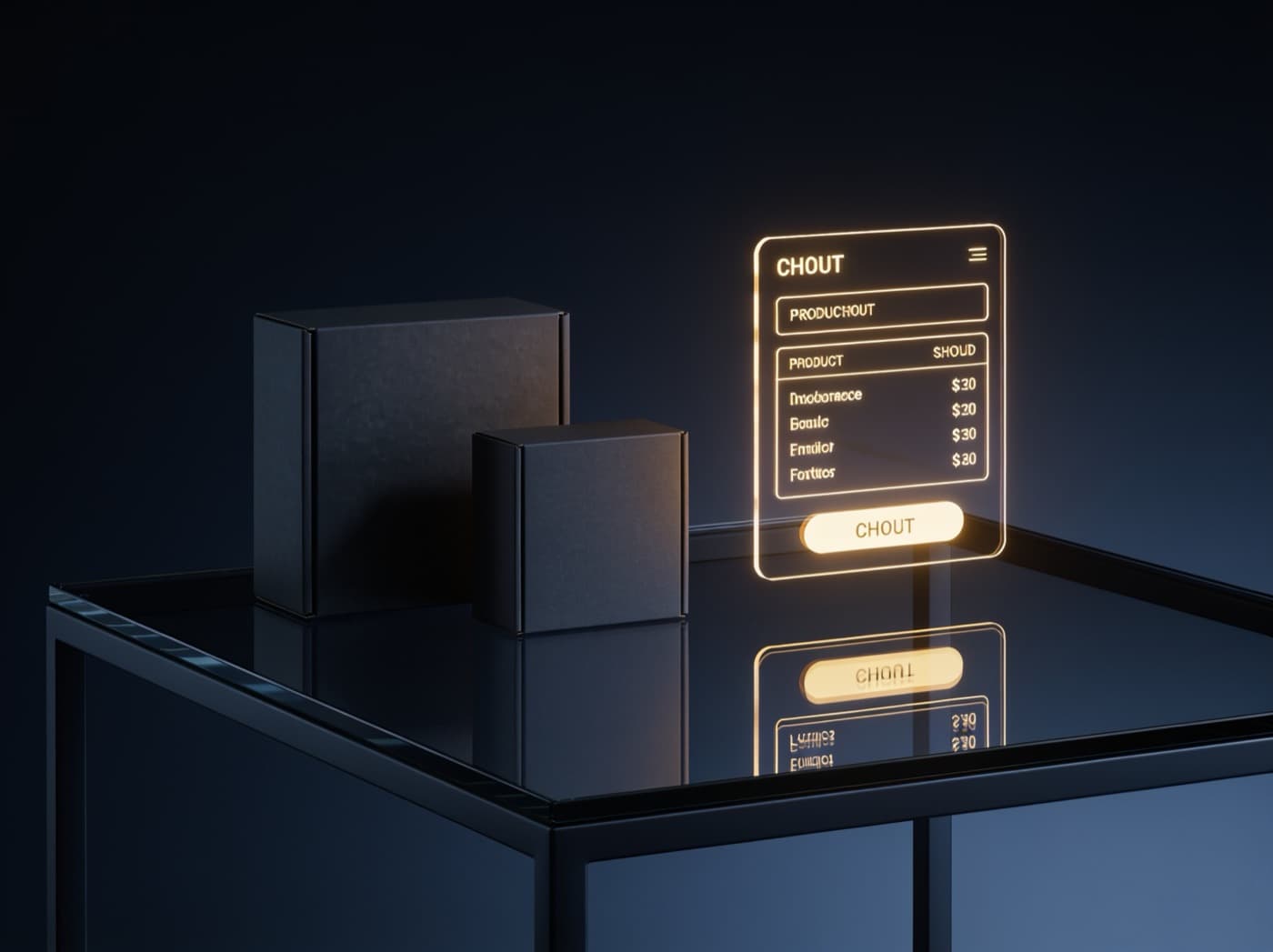 Editorial render of a checkout flow on laptop and phone