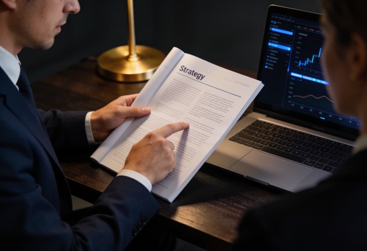 Strategist walking a client through the written strategy document