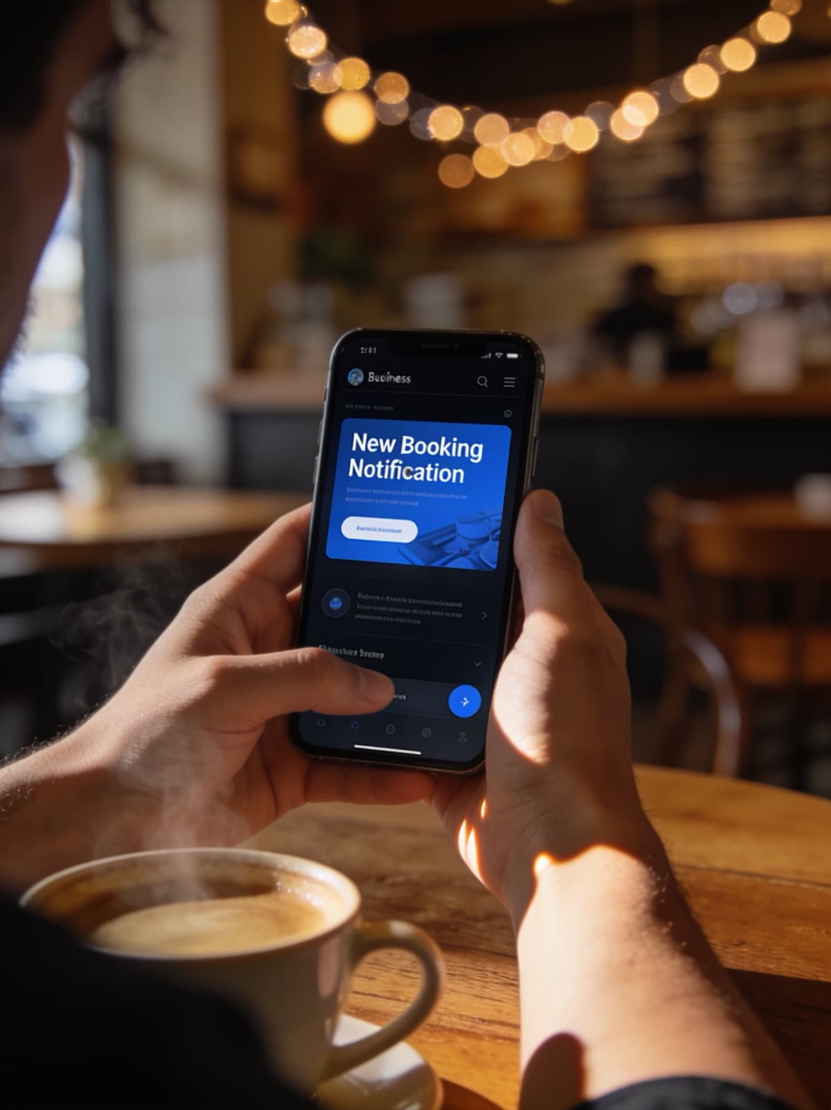 Business owner seeing a new booking arrive on their phone