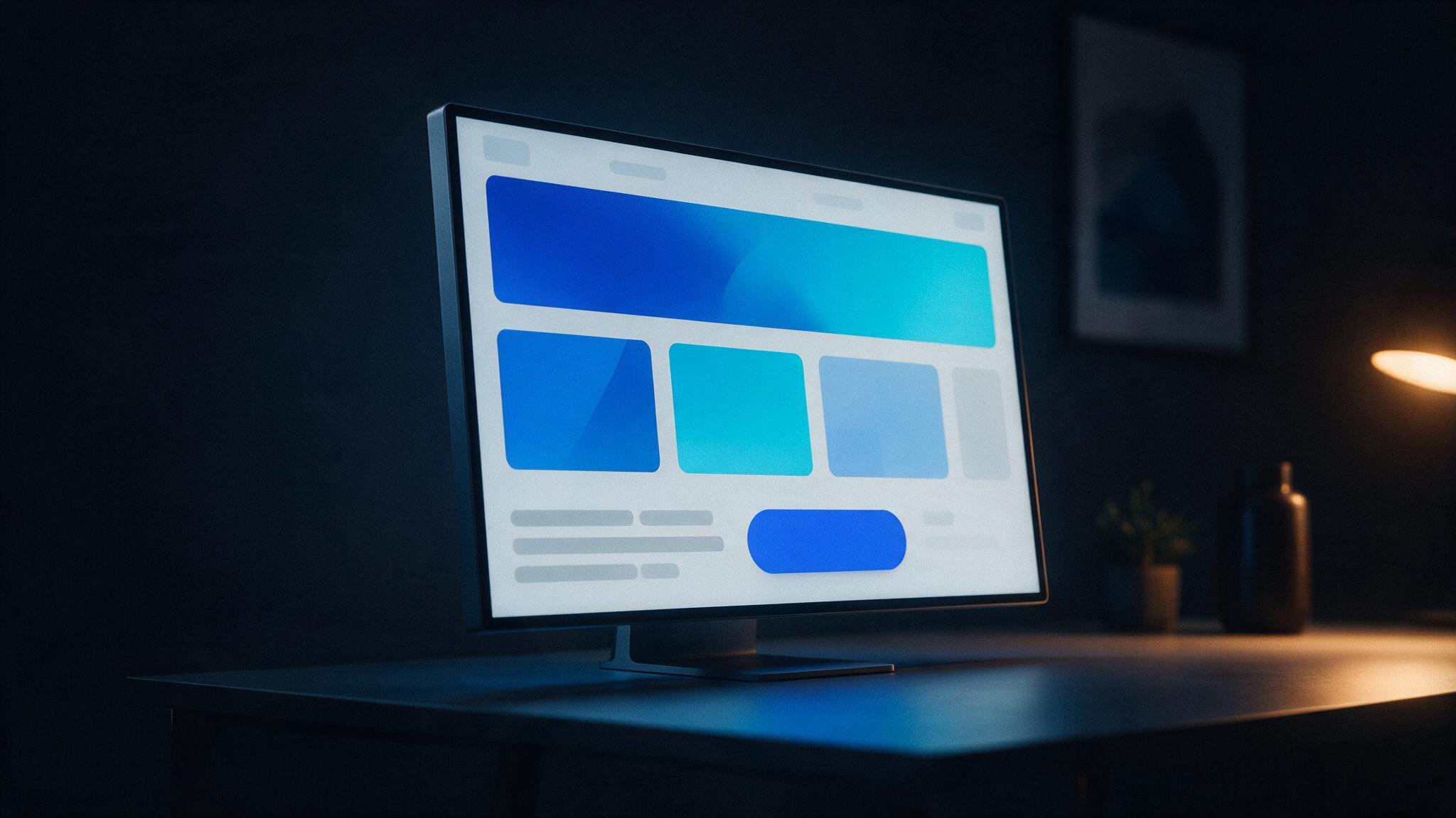 A desktop monitor showing a dental practice website layout