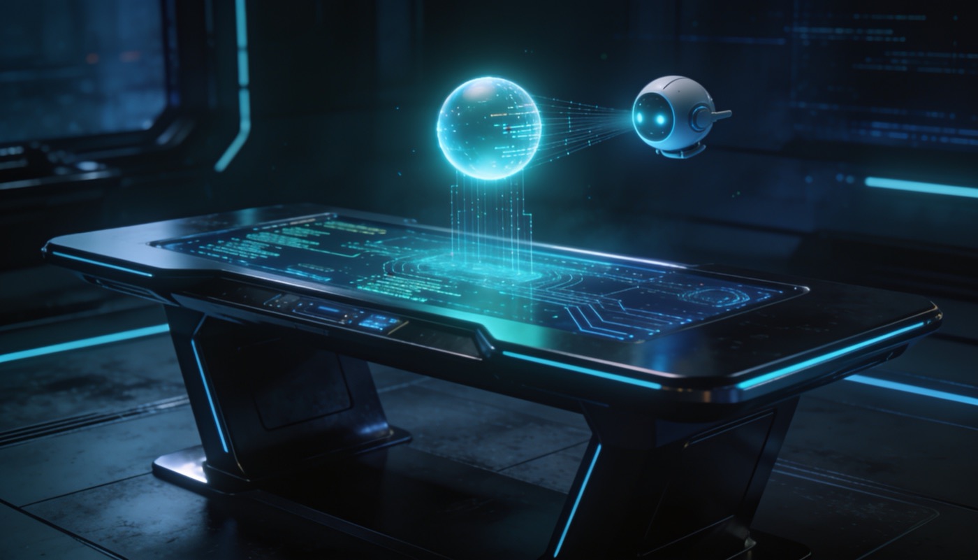 Glowing 3D neural network of nodes and fiber-optic connections in deep space
