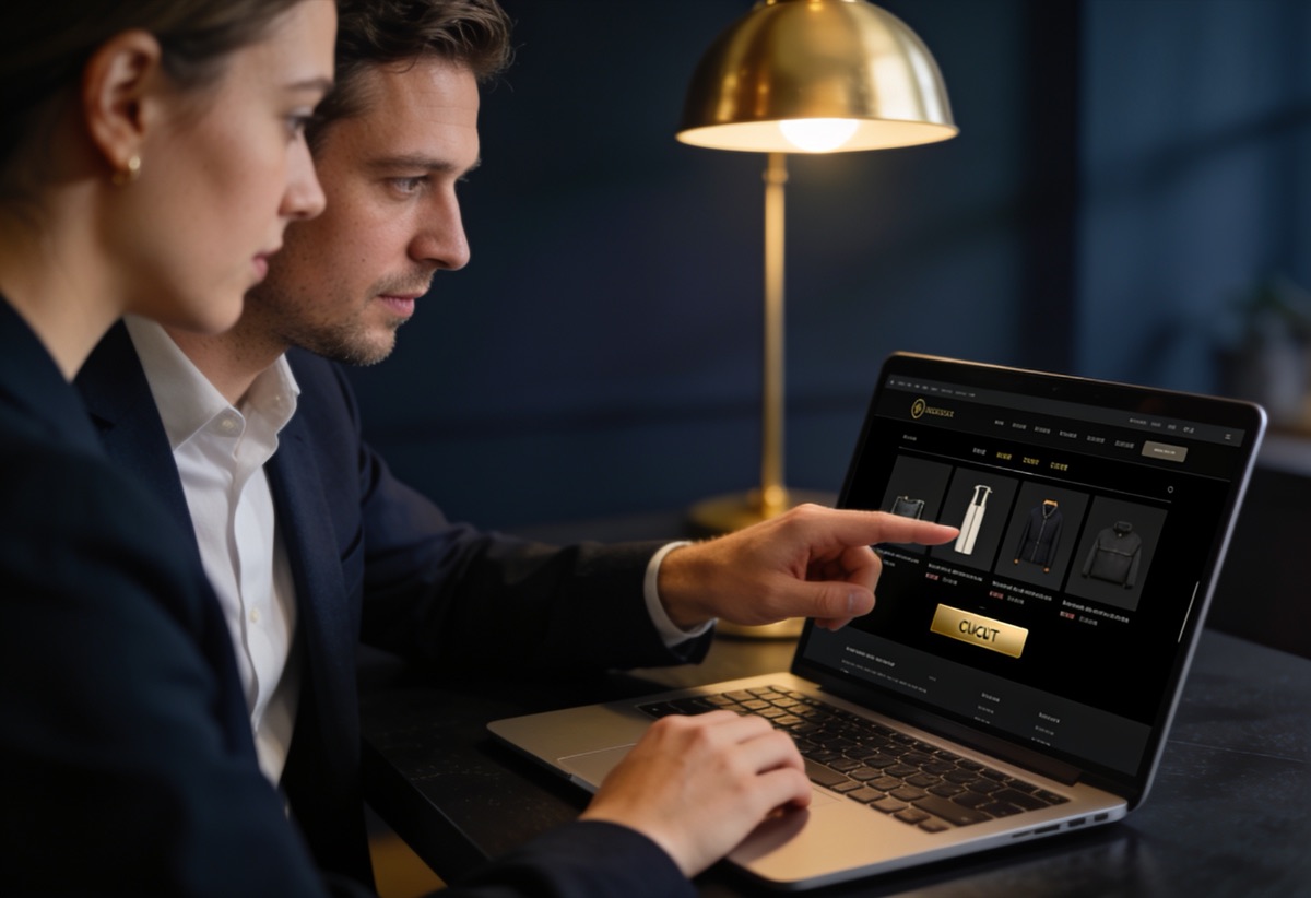 Reviewing the new store's product page together before launch