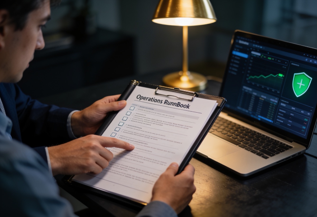Engineer walking a client through the security runbook